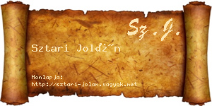 Sztari Jolán névjegykártya
